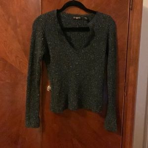 Marbled, V-neck Polo Jeans Sweater